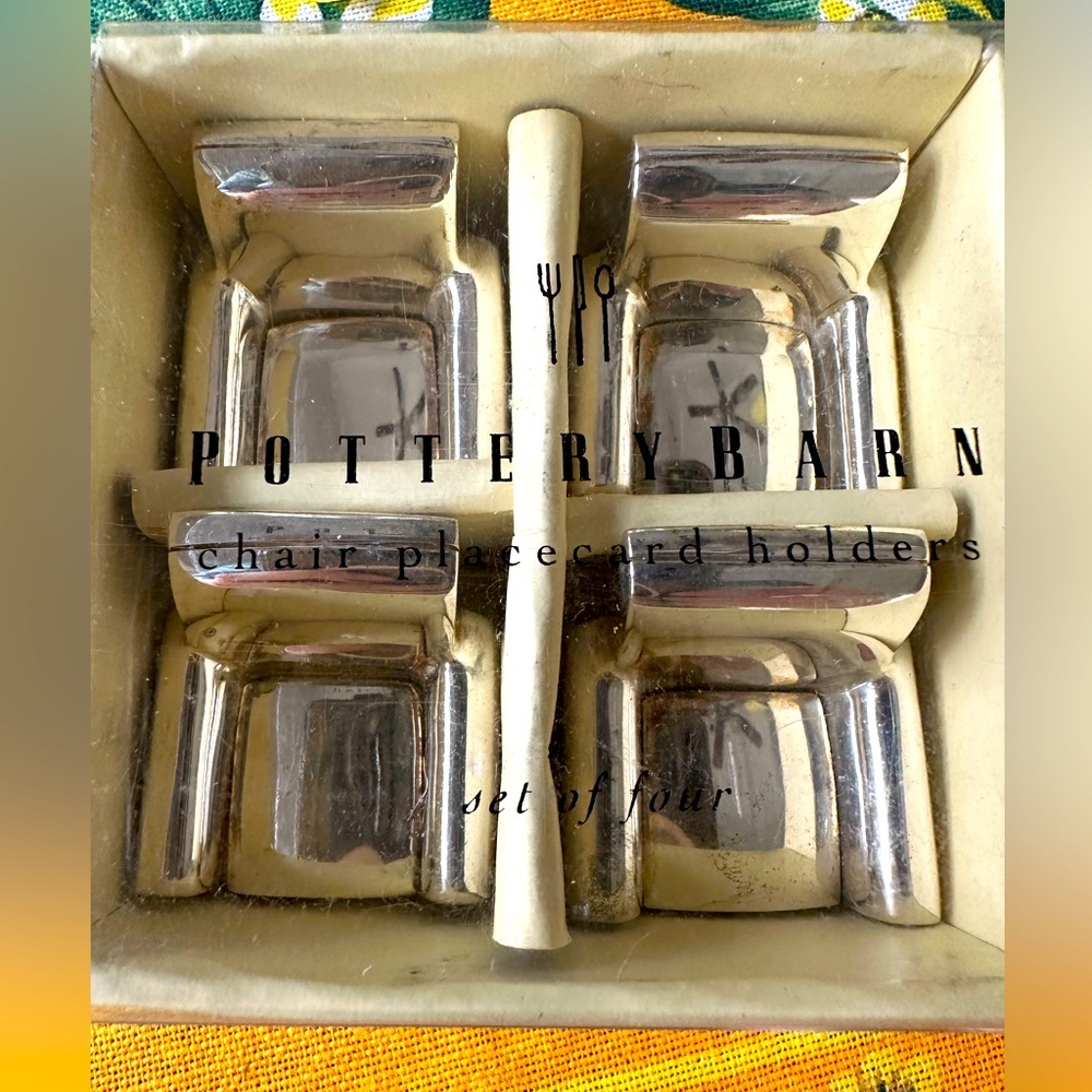 Pottery Barn Silver Chair Placecard Holders - Set of Four